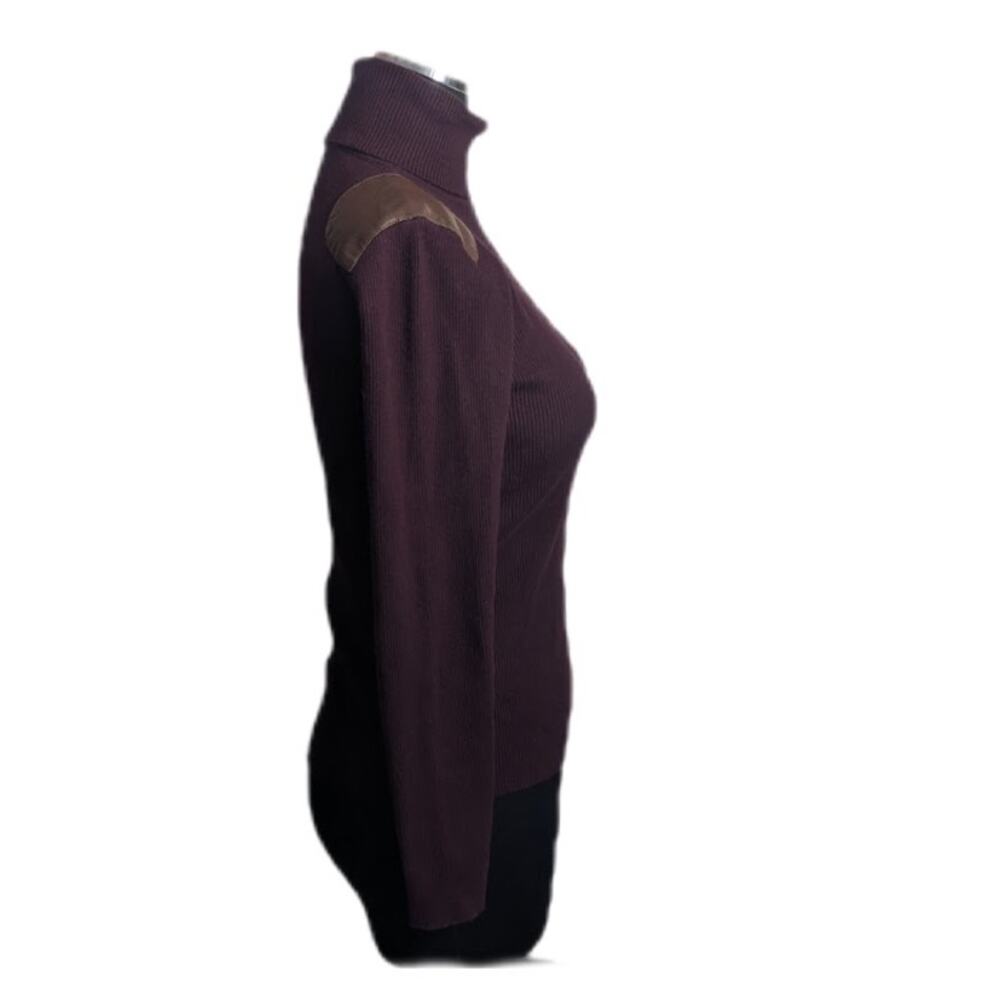 Lauren Ralph Lauren Black Label Burgundy Turtleneck Sweater Medium Shoulder - Picture 5 of 7